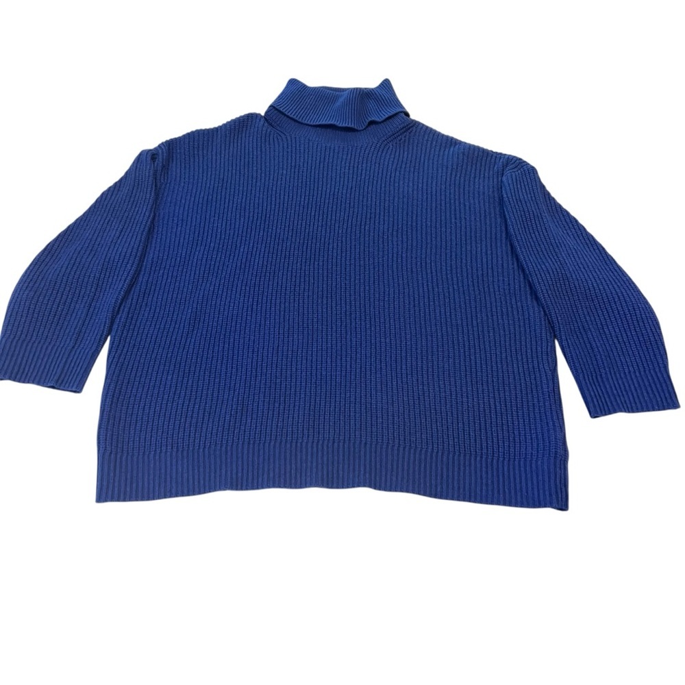 Michael Michael Kors XL Chunky Knit Turtleneck Sweater Royal Blue Boxy